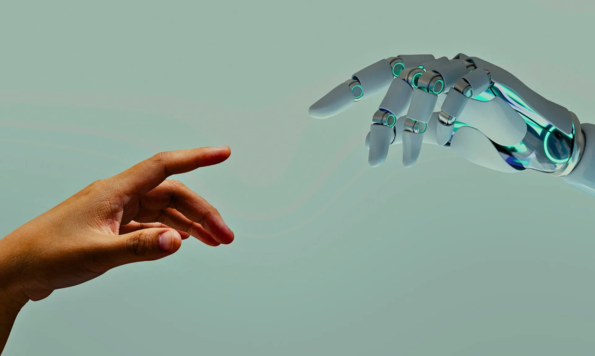 AI robot and human A symbolic representation of the interaction between a robot and a human