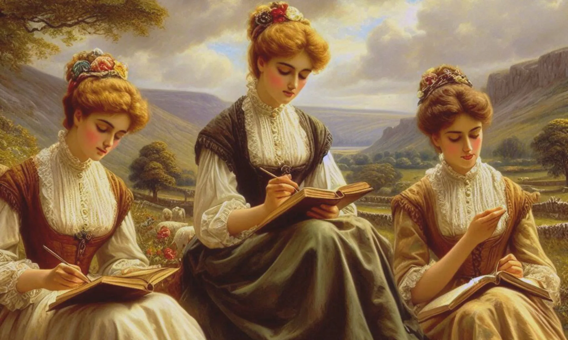 AI Generated Image of the Brontë sisters, Charlotte ,Emily and Anne.