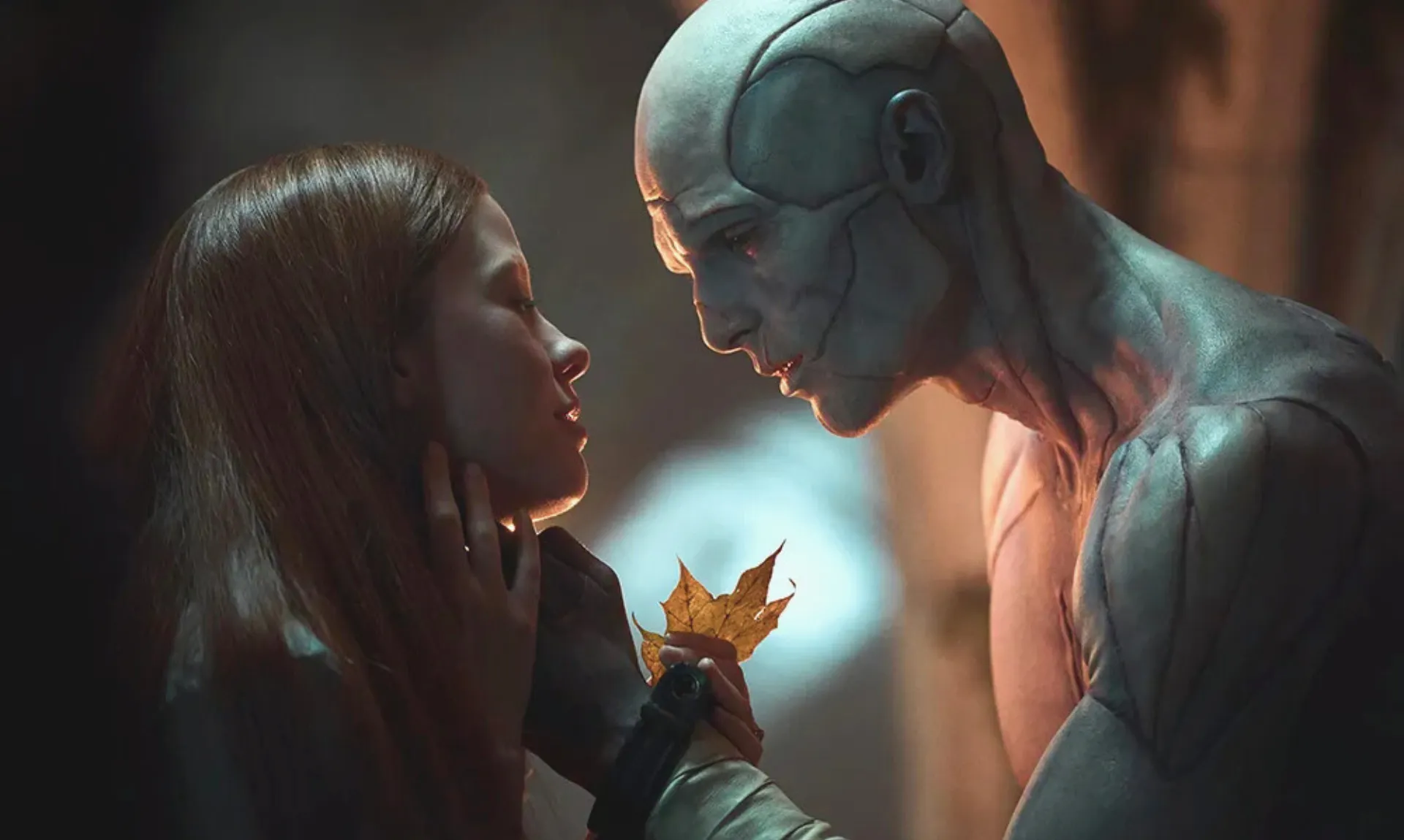 the Creature giving a leaf to Elizabeth