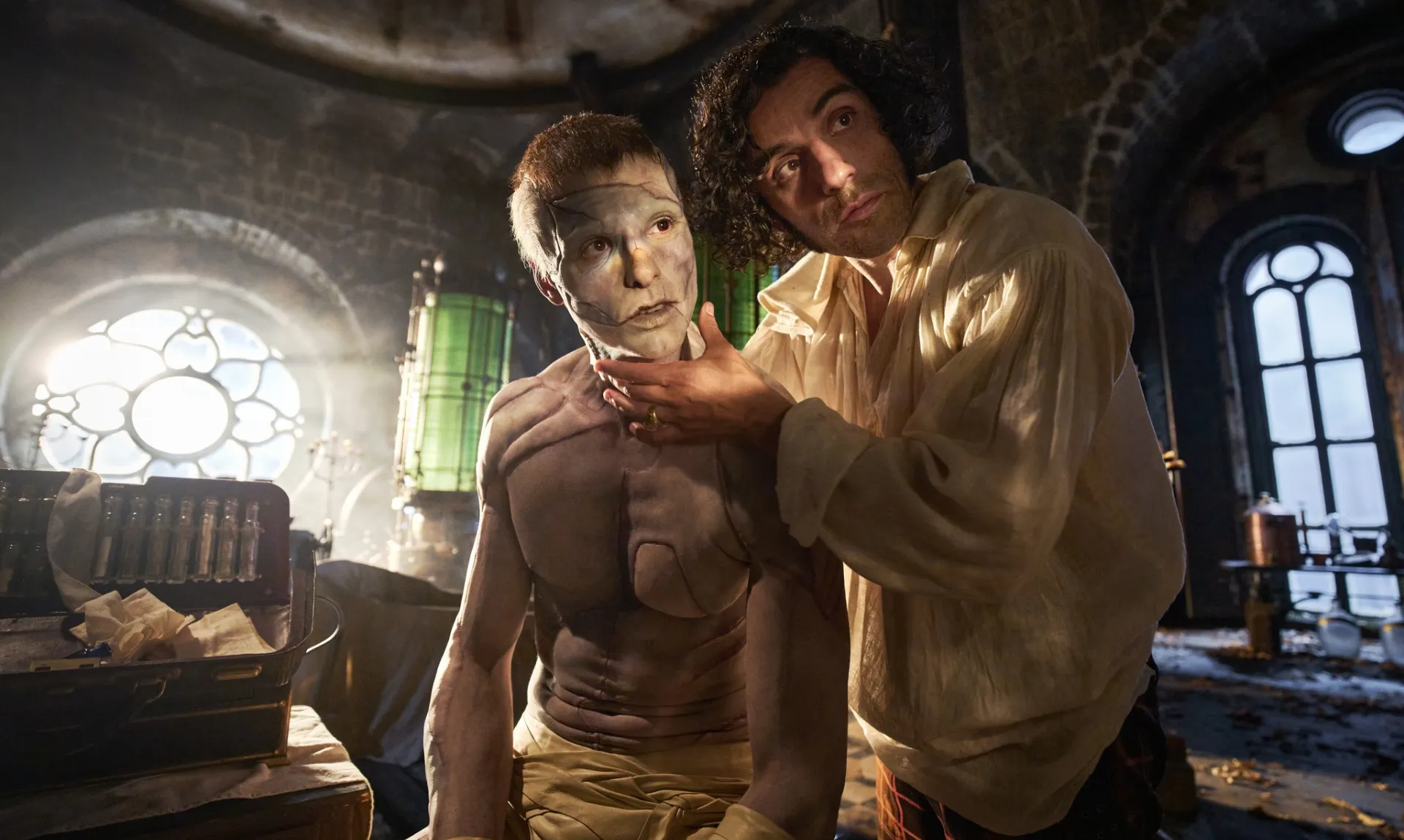 Victor examining the Creature’s face