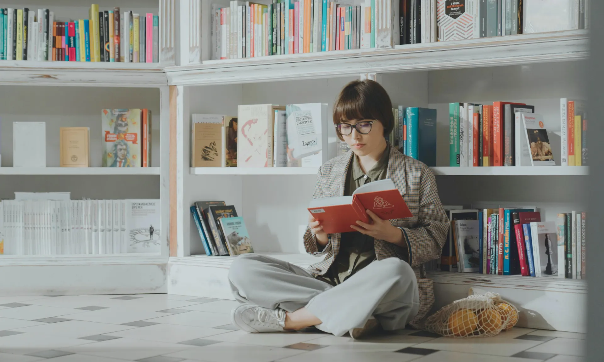girl reading in library