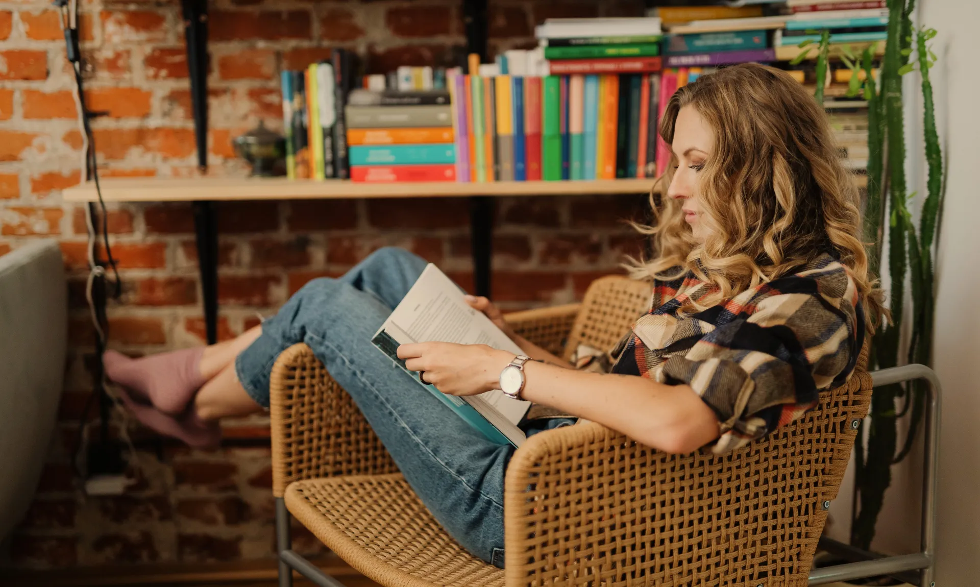 a girl reading books like normal people