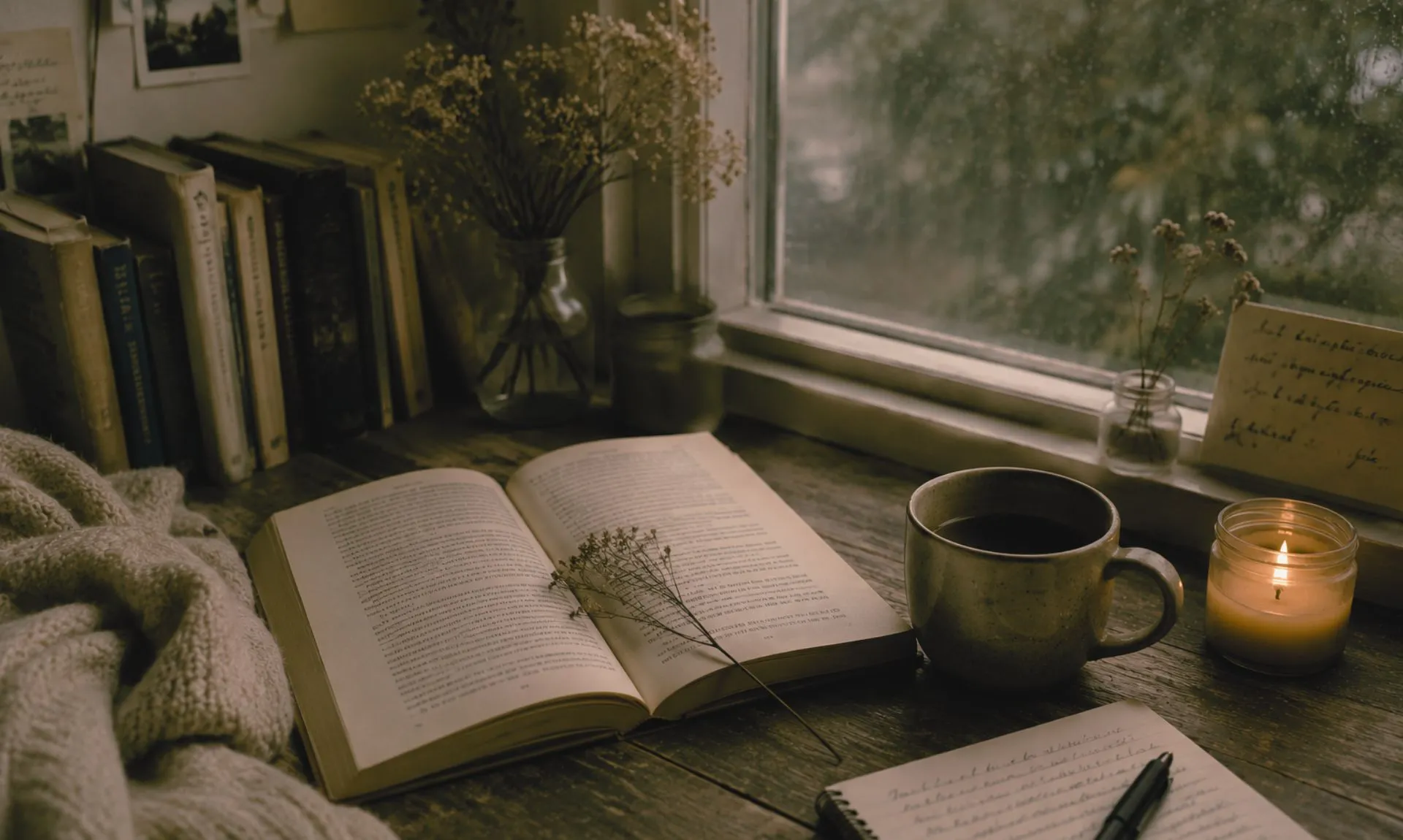 book-reading-aesthetics reading a book with a cup of hot tea