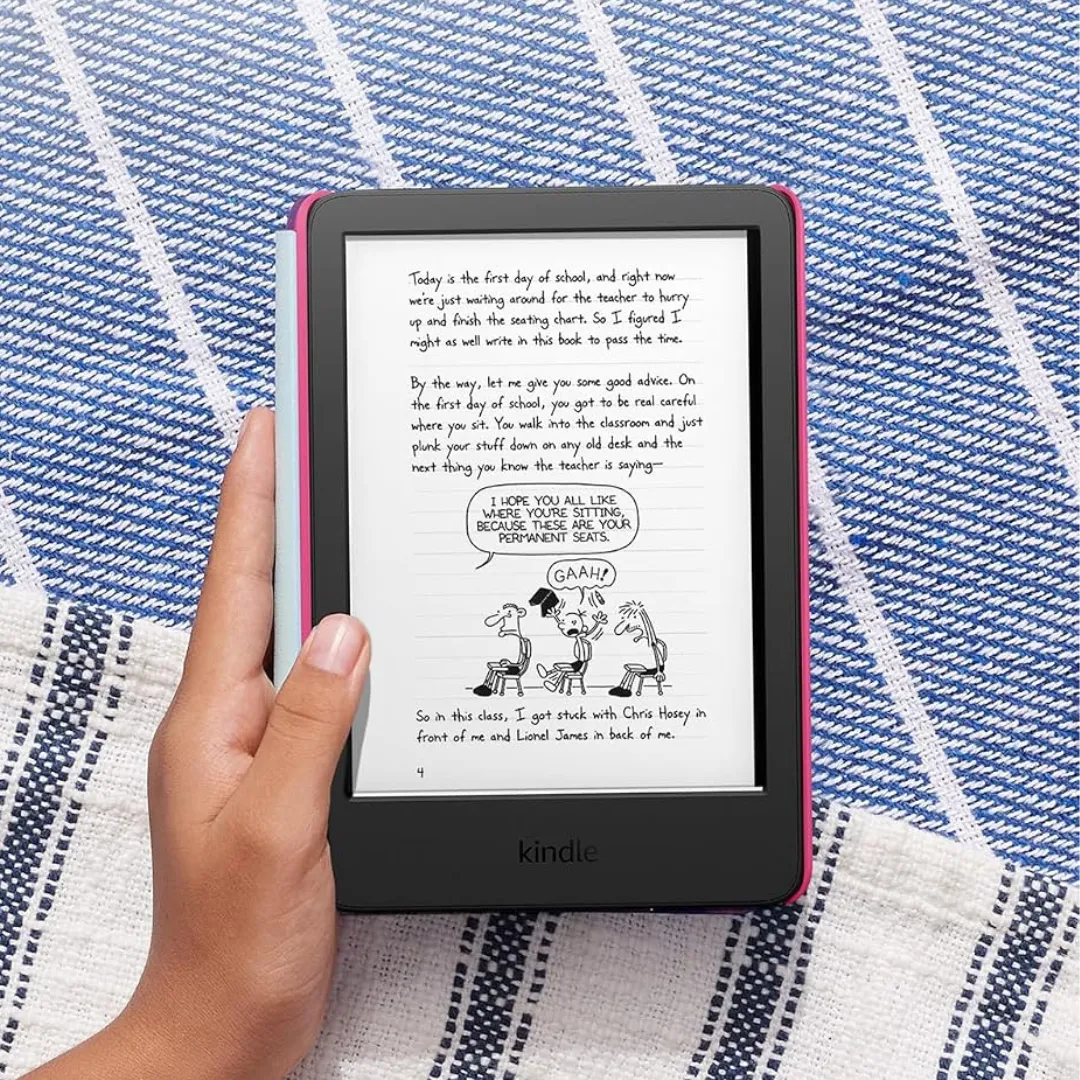 Amazon Kindle Kids e-reader with a protective cover designed for young readers.